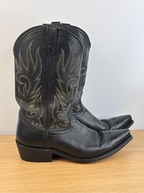 Laredo Black Leather Cowboy Boots Mens 10.5 D